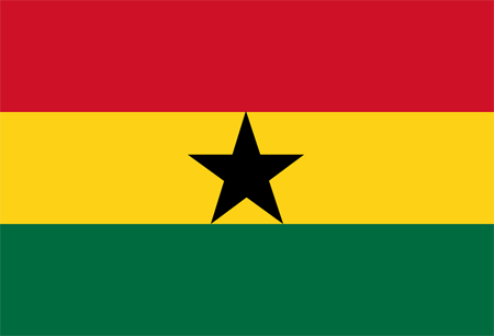 Flag of Ghana, one INSC partner country involved in training and tutoring projects with ENSTTI